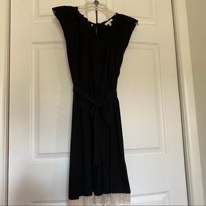 LC Lauren Conrad Pleat Neck Dress Lace Hem